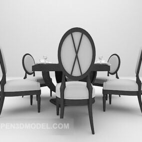 Brown European Table Chair Elegant Design 3d model