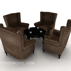 Brown European Desk Chairs 3d model