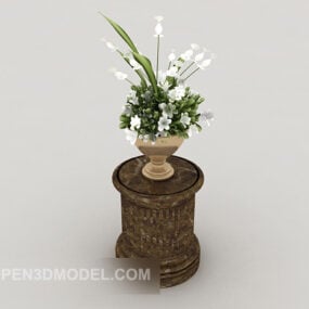 茶色のヨーロッパの植木鉢ラック3Dモデル