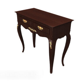 Brown European Vintage Solid Wood Side Table 3d model
