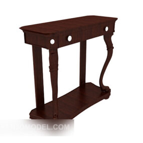 European Brown Wood Side Table 3d model