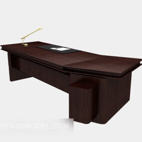 Brown Minimalist Manager Desk 3d model
