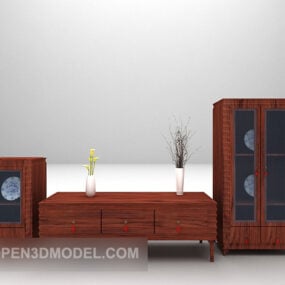 Brown Tv Cabinet With Closet 3d model