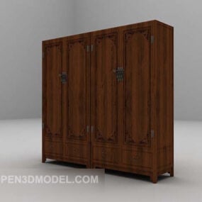 棕色木古董衣柜3d模型