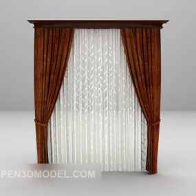 Brown And White Curtain Two Layers 3d model
