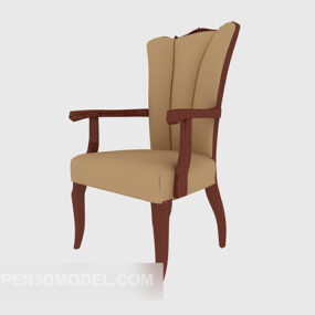 كرسي صالة بمسند للذراعين بني موديل ثلاثي الأبعاد
