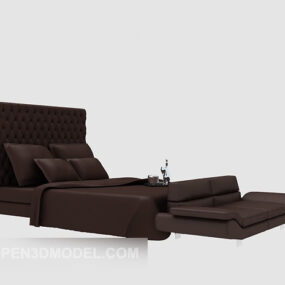Brown Bed With Daybed Furniture 3d model