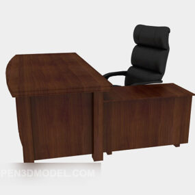 Brown Desk Table Chairs Sets 3d model