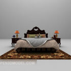 Brown double bed with 3d model
