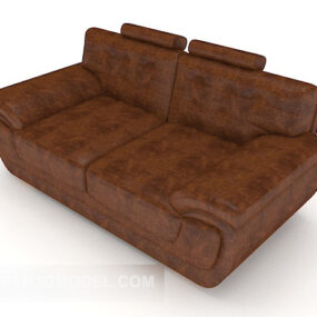 Brown Color Double Sofa 3d model
