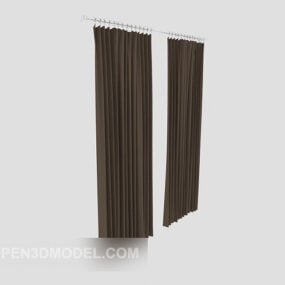 Brown Fabric Curtain For Interior 3d model