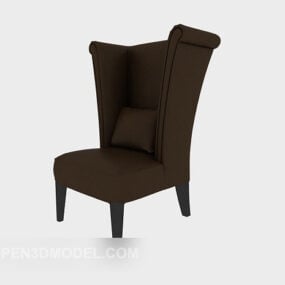 Καφέ καρέκλα με ψηλή πλάτη στο σπίτι 3d μοντέλο