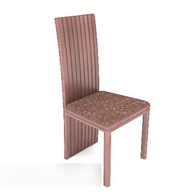 Ruskea korkeaselkäinen ruokapöydän tuoli 3d-malli