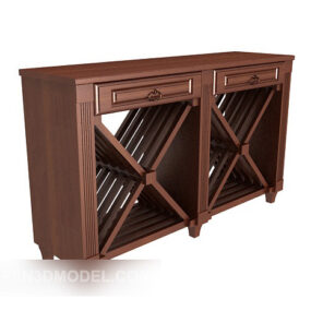 Brown Home Solid Wood Side Cabinet 3d model
