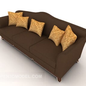 Brown Home Three-person Sofa 3d model