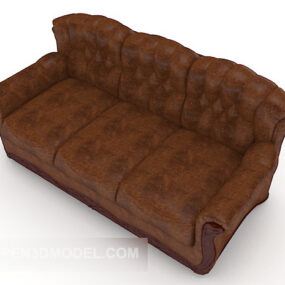 Brown Leather High-end Sofa Design 3d model