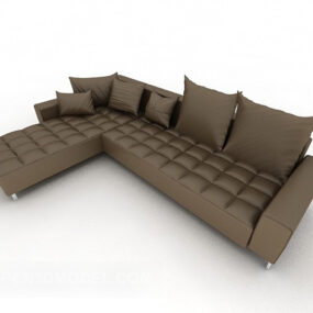 Brown Leather Home Sofa 3d model