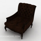 صندلی راحتی چرم قهوه ای مدل سه بعدی