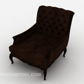 3д модель коричневого кожаного кресла для отдыха