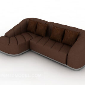 Καφέ δερμάτινος καναπές για πολλούς παίκτες 3d μοντέλο
