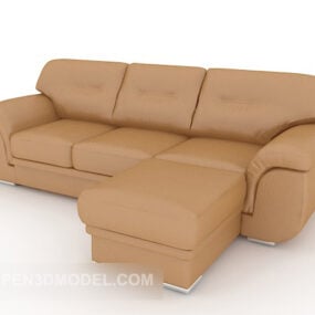 Brown Leather Sofa Home Decor 3d model