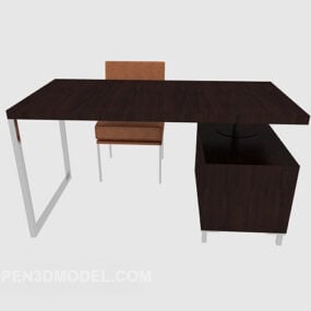 كرسي مكتب عمل باللون البني البسيط نموذج ثلاثي الأبعاد