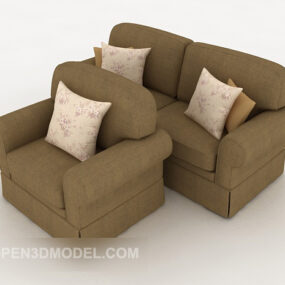 Brown Minimalist Home Sofa 3d model