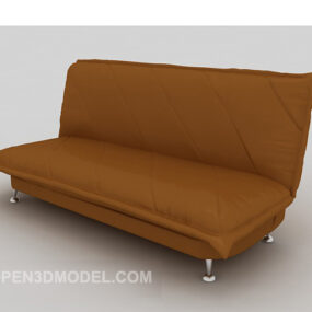 3д модель коричневого минималистичного многоместного дивана