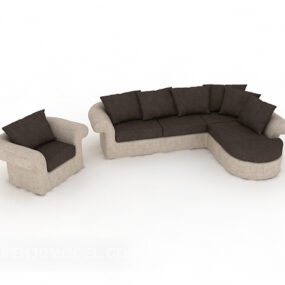 Brun Modern Multiplayer Sofa 3d-modell