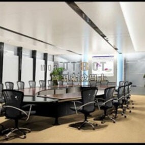 茶色のモダンなオフィス会議テーブルインテリア3Dモデル