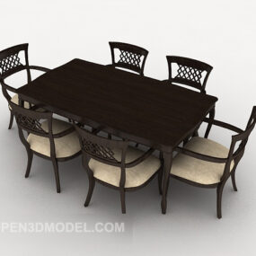 Brown Modern Table Chair Common Design 3d model