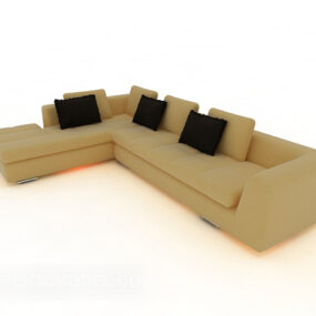 Коричневий багатомісний домашній диван 3d модель