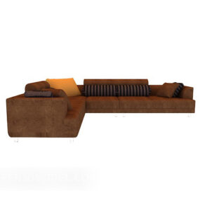 Brown Leather Multi-seaters Sofa 3d model