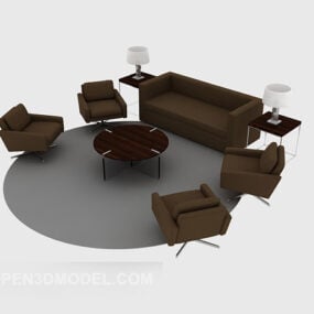 Brązowe zestawy sof biurowych Model 3D