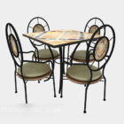 Brown restaurant table and chair 3d model