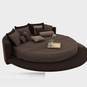 Brown Round Bed Fabric 3d model
