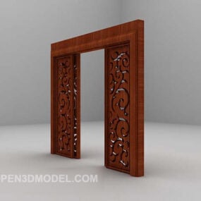 Modelo 3d de partição de tela de madeira marrom