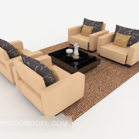 Brown Simple Sofa Sets 3d model