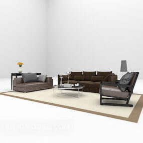 Conjunto de muebles combinados de sofá marrón modelo 3d