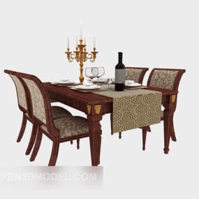 Brown Solid Wood Mediterranean Table 3d model