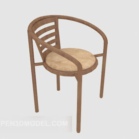 Brown Solid Wood Dining Chair 3d model