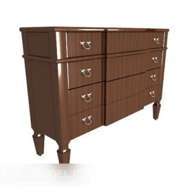 Brown Solid Wood Drawer Cabinet 3d model