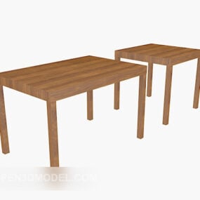 Brown Solid Wood Side Table 3d model