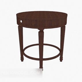 Table à bords ronds en bois massif marron modèle 3D