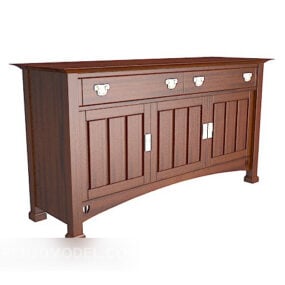 Brown Solid Wood Hall Cabinet 3d model