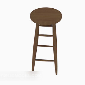 كرسي مرتفع من الخشب الصلب البني نموذج ثلاثي الأبعاد