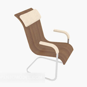 Brown Solid Wood Lounge Chair 3d model