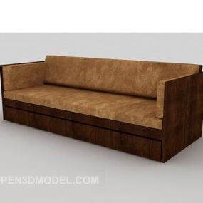 Sofá de varias plazas de madera maciza marrón modelo 3d