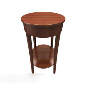Mesa lateral redonda de madeira maciça marrom modelo 3d