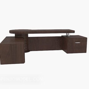 Brown Solid Wood Simple Desk 3d model